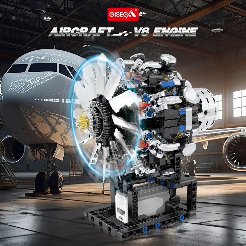 G8910 Aviation V8 Engine 558pc - Model Kit V8 review and price