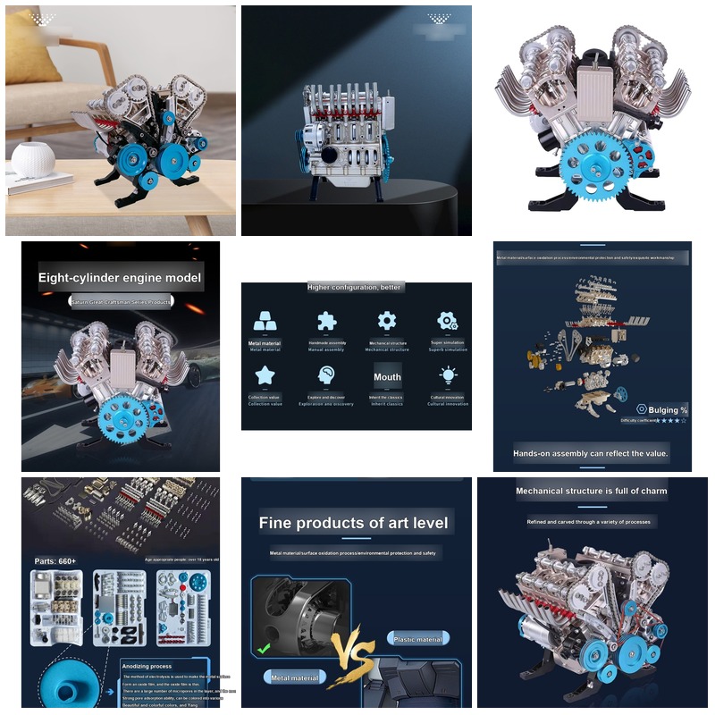 DIY 3D Mechanical V8 Engine Me - Model Kit Engine V8 review and price
